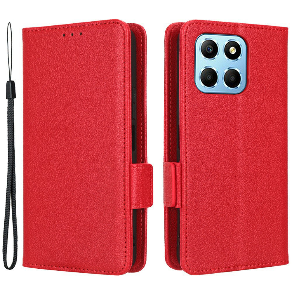 For Honor X8 5G Litchi Texture PU Leather Wallet Case Stand Feature Dual Magnetic Clasp Protective Shockproof Phone Cover