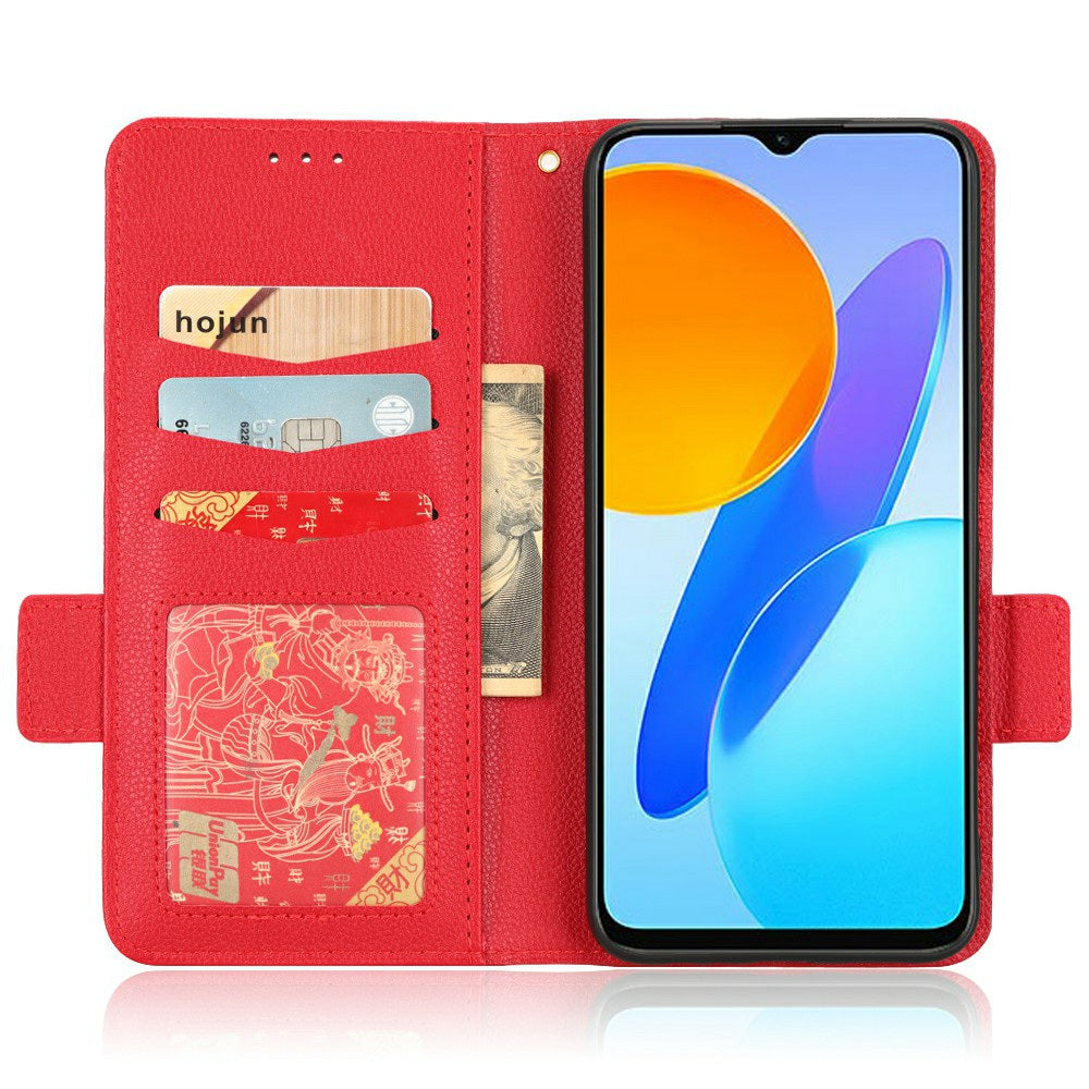For Honor X8 5G Litchi Texture PU Leather Wallet Case Stand Feature Dual Magnetic Clasp Protective Shockproof Phone Cover