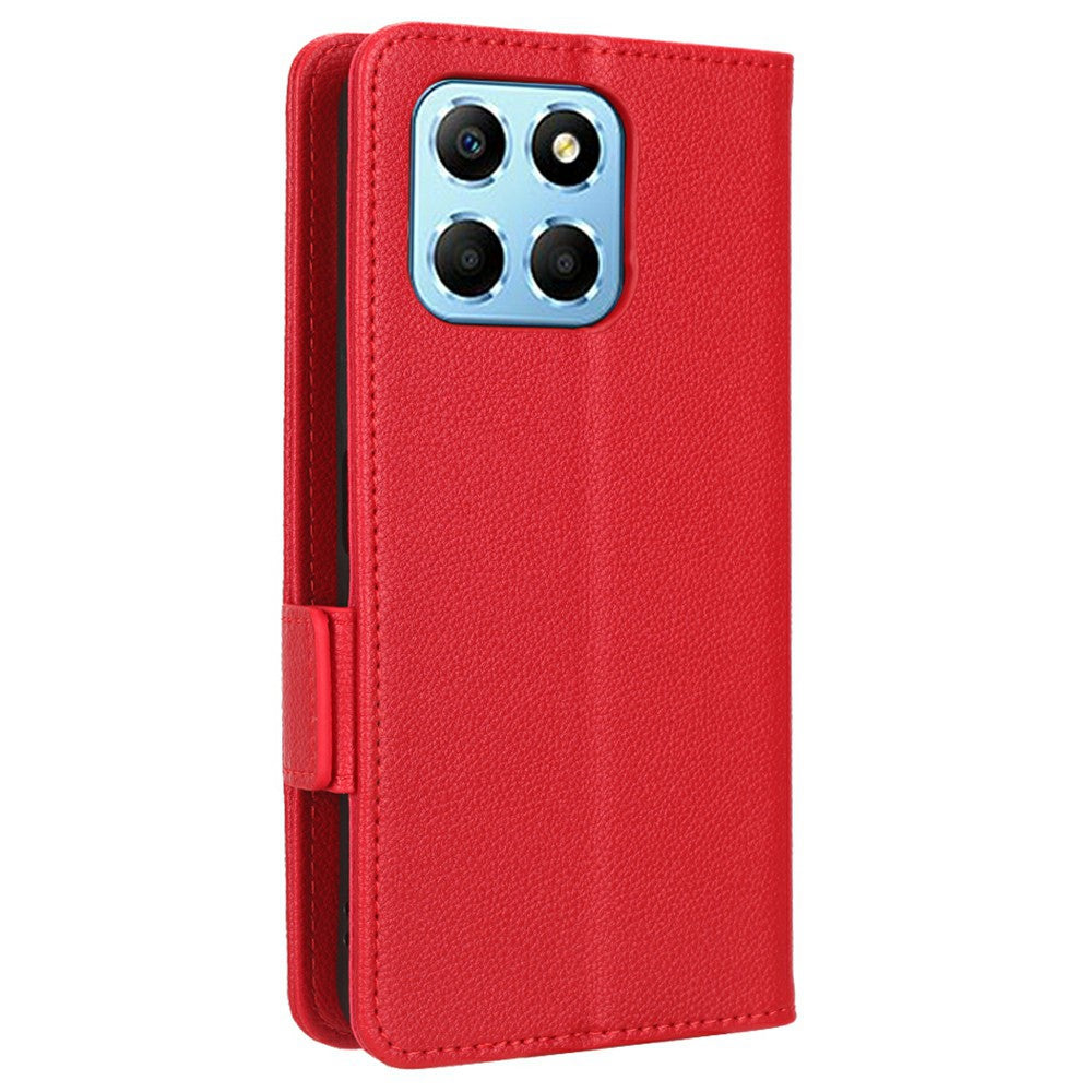 For Honor X8 5G Litchi Texture PU Leather Wallet Case Stand Feature Dual Magnetic Clasp Protective Shockproof Phone Cover