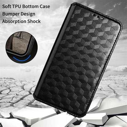For Honor X8 5G PU Leather Flip Cover Imprinted Rhombus Pattern Magnetic Auto-absorbed Stand Wallet Phone Case