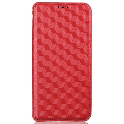 For Honor X8 5G PU Leather Flip Cover Imprinted Rhombus Pattern Magnetic Auto-absorbed Stand Wallet Phone Case