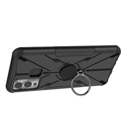 For Infinix Hot 12 Play 4G PC + TPU 2-in-1 Phone Drop-proof Cover Ring Kickstand Design Protective Back Case