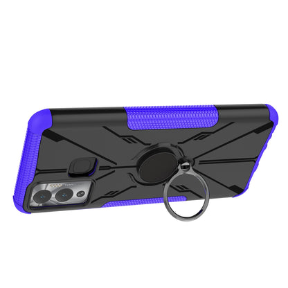 For Infinix Hot 12 Play 4G PC + TPU 2-in-1 Phone Drop-proof Cover Ring Kickstand Design Protective Back Case
