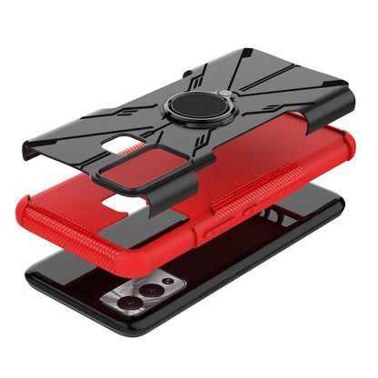For Infinix Hot 12 Play 4G PC + TPU 2-in-1 Phone Drop-proof Cover Ring Kickstand Design Protective Back Case