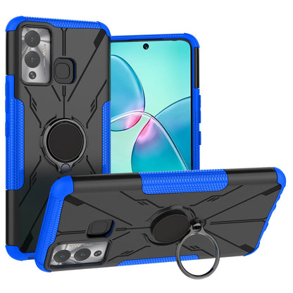 For Infinix Hot 12 Play 4G PC + TPU 2-in-1 Phone Drop-proof Cover Ring Kickstand Design Protective Back Case