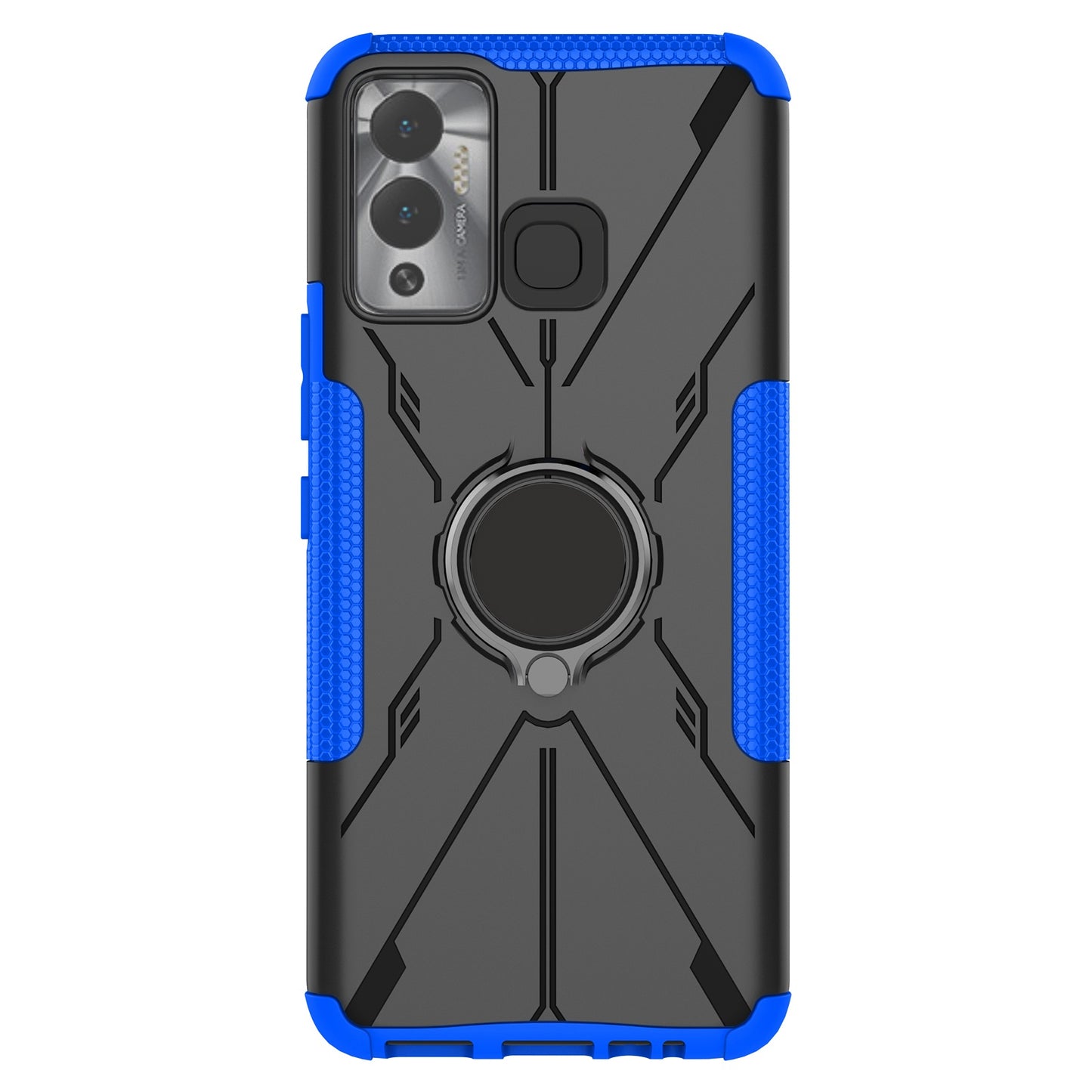 For Infinix Hot 12 Play 4G PC + TPU 2-in-1 Phone Drop-proof Cover Ring Kickstand Design Protective Back Case
