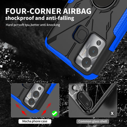 For Infinix Hot 12 Play 4G PC + TPU 2-in-1 Phone Drop-proof Cover Ring Kickstand Design Protective Back Case