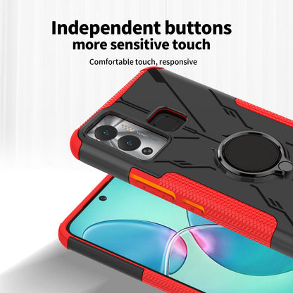 For Infinix Hot 12 Play 4G PC + TPU 2-in-1 Phone Drop-proof Cover Ring Kickstand Design Protective Back Case