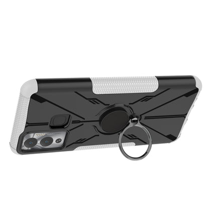 For Infinix Hot 12 Play 4G PC + TPU 2-in-1 Phone Drop-proof Cover Ring Kickstand Design Protective Back Case