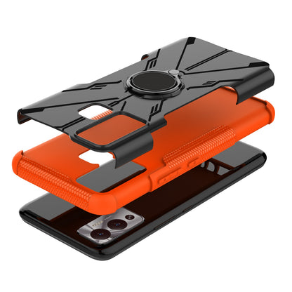 For Infinix Hot 12 Play 4G PC + TPU 2-in-1 Phone Drop-proof Cover Ring Kickstand Design Protective Back Case