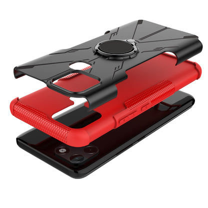 For Infinix Smart 6 Anti-drop Phone Case Ring Kickstand PC + TPU 2-in-1 Wear-resistant Honeycomb Texture Phone Back Cover