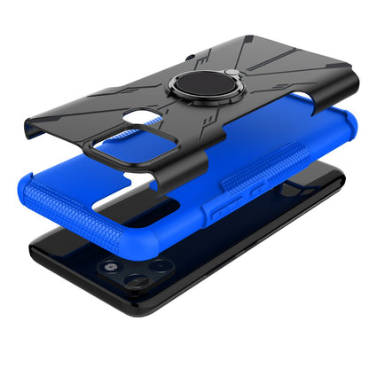 For Infinix Smart 6 Anti-drop Phone Case Ring Kickstand PC + TPU 2-in-1 Wear-resistant Honeycomb Texture Phone Back Cover