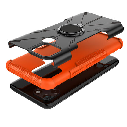 For Infinix Smart 6 Anti-drop Phone Case Ring Kickstand PC + TPU 2-in-1 Wear-resistant Honeycomb Texture Phone Back Cover