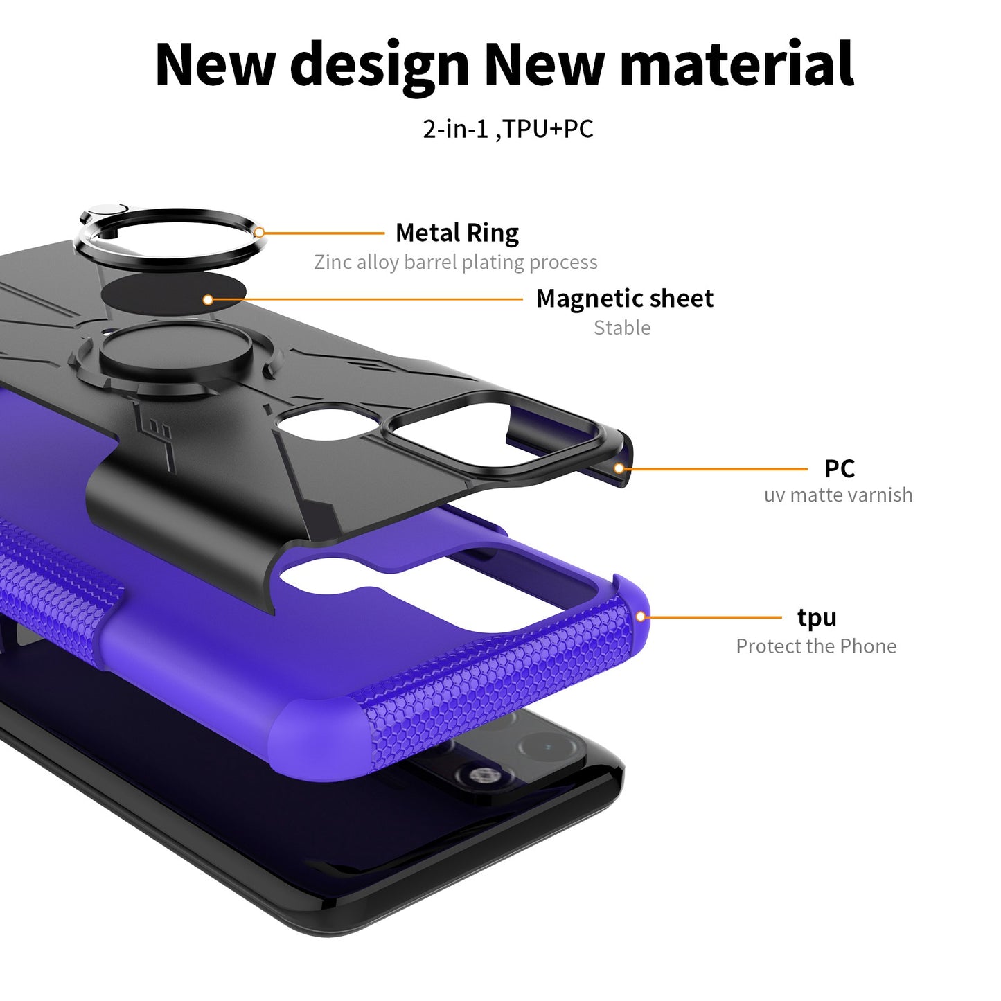 For Infinix Smart 6 Anti-drop Phone Case Ring Kickstand PC + TPU 2-in-1 Wear-resistant Honeycomb Texture Phone Back Cover
