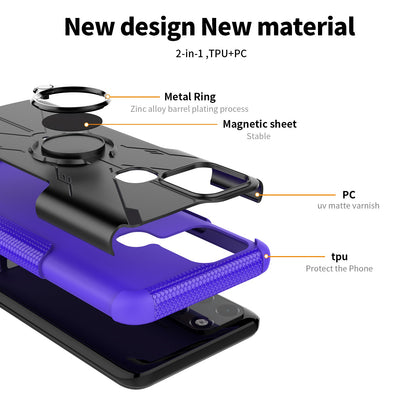 For Infinix Smart 6 Anti-drop Phone Case Ring Kickstand PC + TPU 2-in-1 Wear-resistant Honeycomb Texture Phone Back Cover