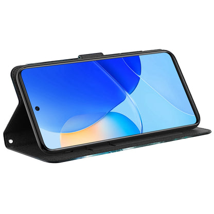 For Honor X8 4G PU Leather Folio Flip Wallet Phone Case Stand Function 3D Creative Pattern Printed Design Full-Body Protective Cover with Strap