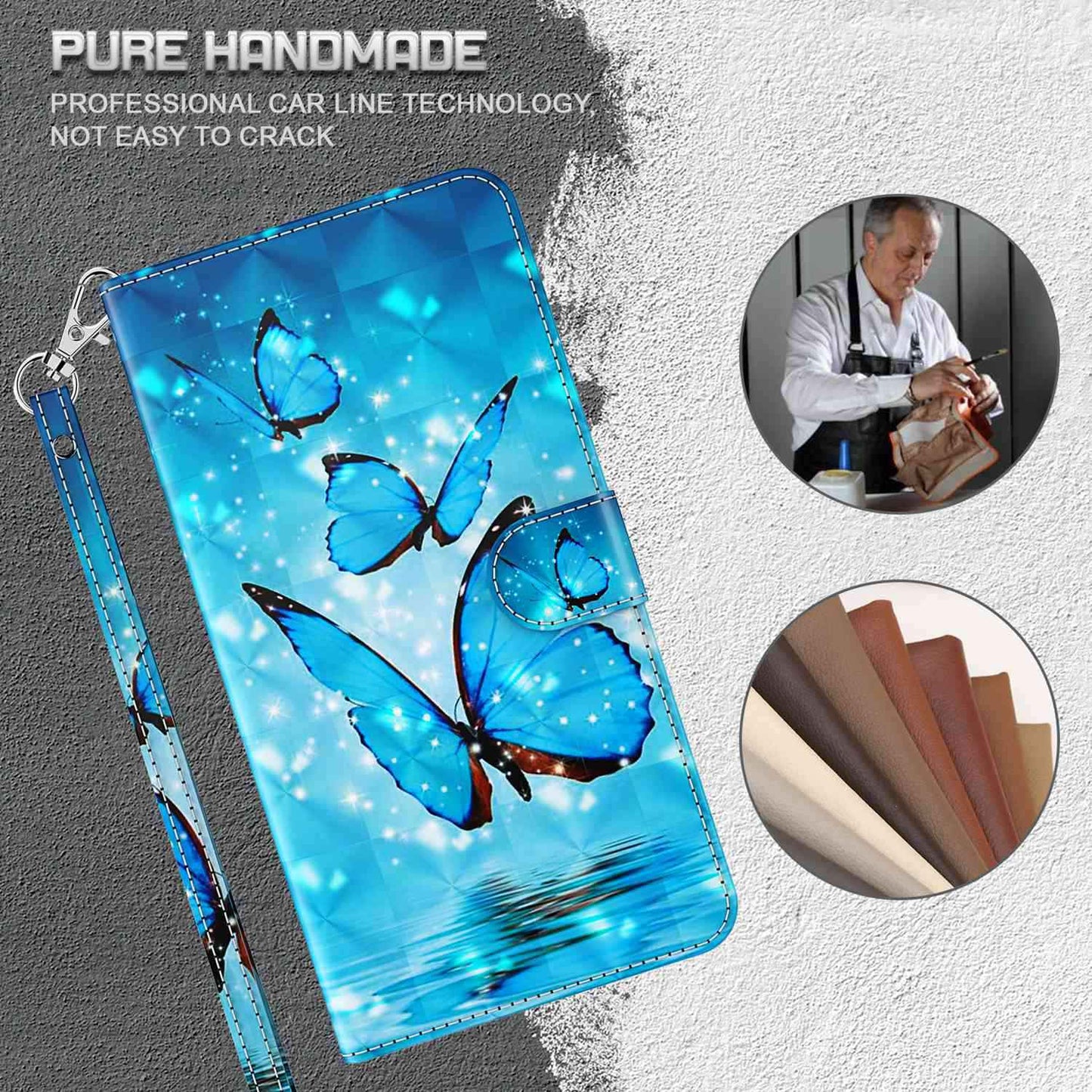 For Honor X8 4G PU Leather Folio Flip Wallet Phone Case Stand Function 3D Creative Pattern Printed Design Full-Body Protective Cover with Strap