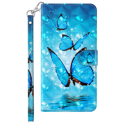 For Honor X8 4G PU Leather Folio Flip Wallet Phone Case Stand Function 3D Creative Pattern Printed Design Full-Body Protective Cover with Strap