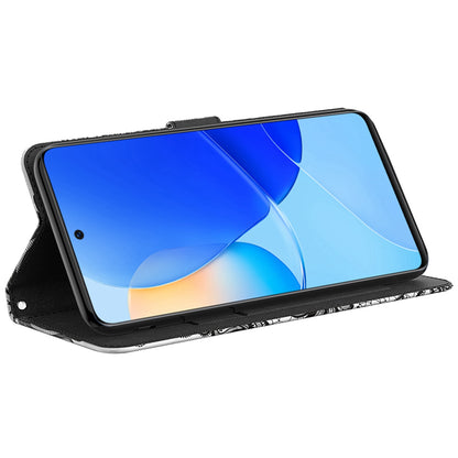 For Honor X8 4G PU Leather Folio Flip Wallet Phone Case Stand Function 3D Creative Pattern Printed Design Full-Body Protective Cover with Strap