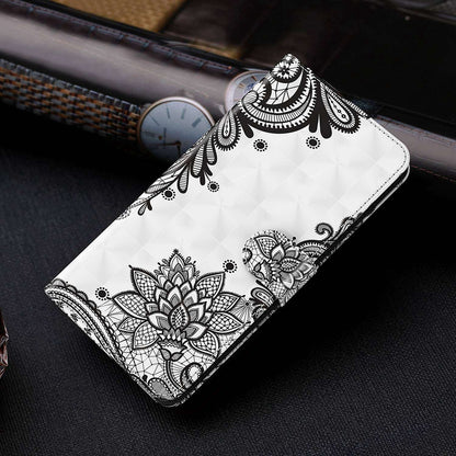 For Honor X8 4G PU Leather Folio Flip Wallet Phone Case Stand Function 3D Creative Pattern Printed Design Full-Body Protective Cover with Strap