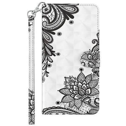 For Honor X8 4G PU Leather Folio Flip Wallet Phone Case Stand Function 3D Creative Pattern Printed Design Full-Body Protective Cover with Strap