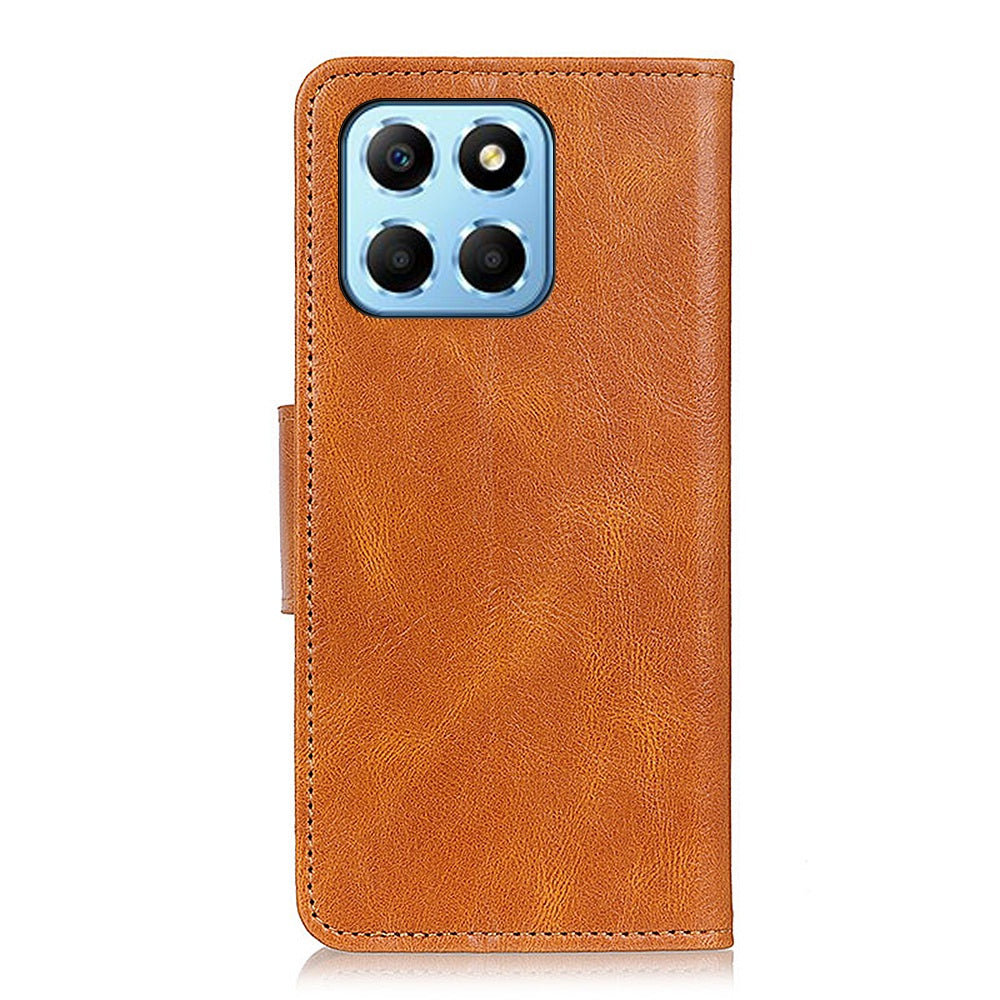 For Honor X8 5G Shockproof Crazy Horse Texture Wallet Stand Case Full Body Protection Split Leather Cell Phone Cover