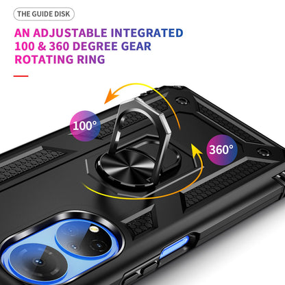 For Honor X7 Military Grade Protective Case Ring Kickstand Hybrid PC + TPU Shockproof Phone Cover