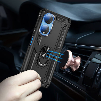 For Honor X7 Military Grade Protective Case Ring Kickstand Hybrid PC + TPU Shockproof Phone Cover