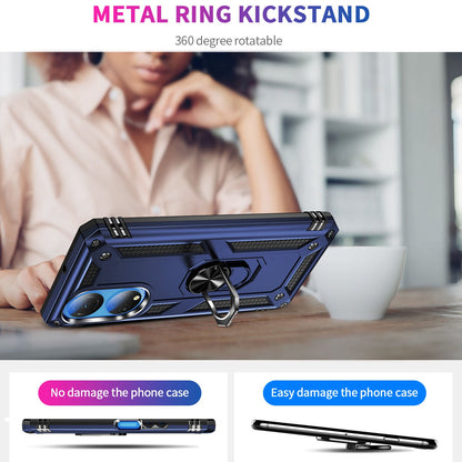 For Honor X7 Military Grade Protective Case Ring Kickstand Hybrid PC + TPU Shockproof Phone Cover