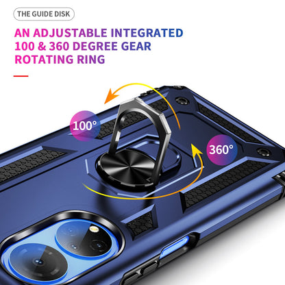 For Honor X7 Military Grade Protective Case Ring Kickstand Hybrid PC + TPU Shockproof Phone Cover