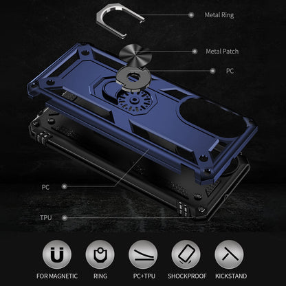 For Honor X7 Military Grade Protective Case Ring Kickstand Hybrid PC + TPU Shockproof Phone Cover