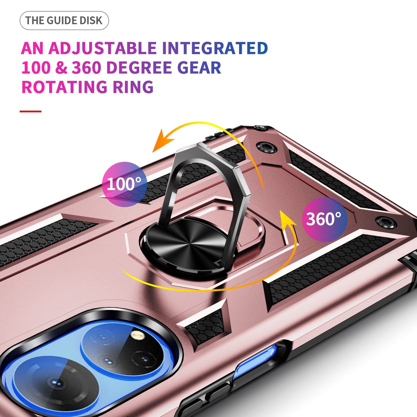 For Honor X7 Military Grade Protective Case Ring Kickstand Hybrid PC + TPU Shockproof Phone Cover