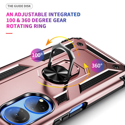 For Honor X7 Military Grade Protective Case Ring Kickstand Hybrid PC + TPU Shockproof Phone Cover