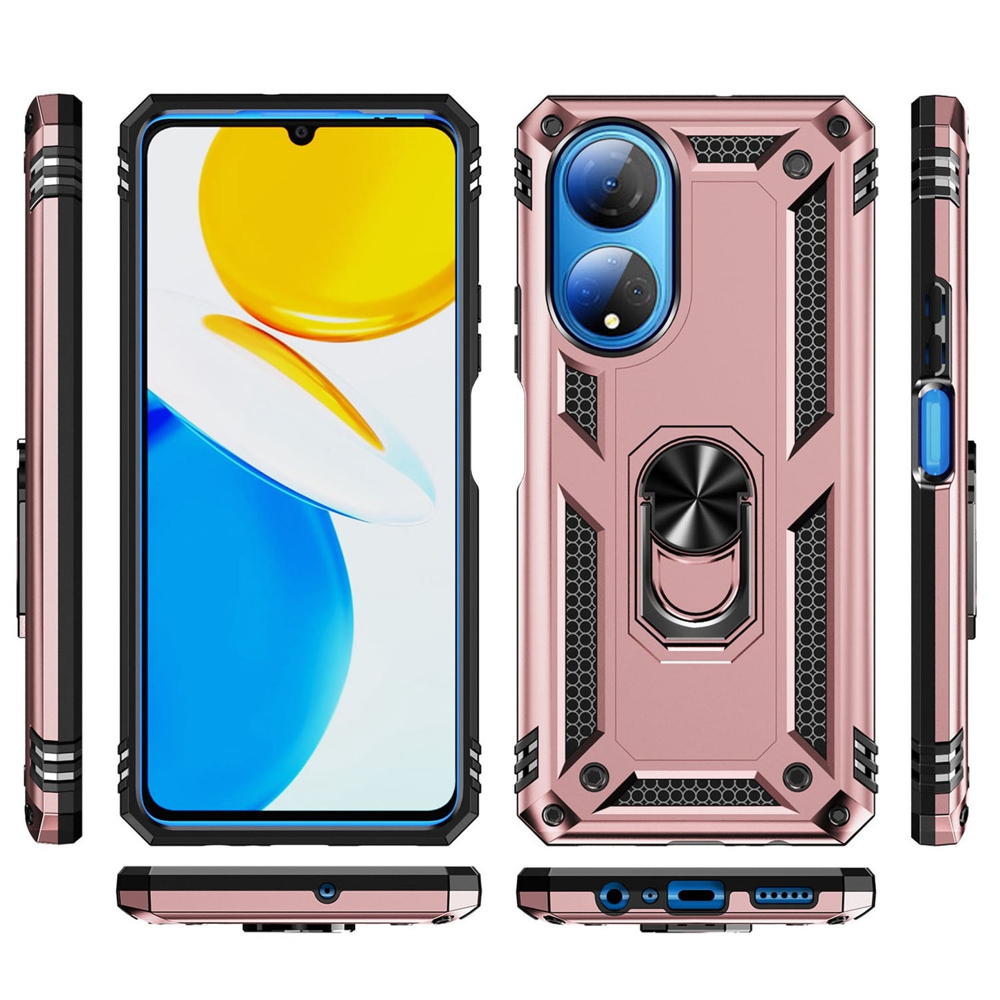 For Honor X7 Military Grade Protective Case Ring Kickstand Hybrid PC + TPU Shockproof Phone Cover