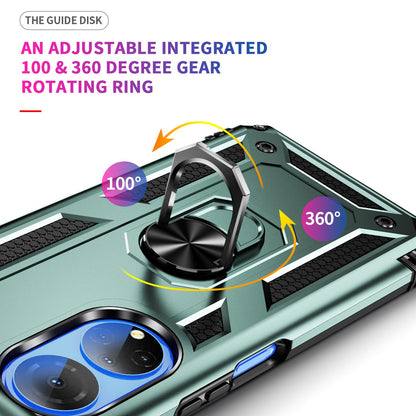 For Honor X7 Military Grade Protective Case Ring Kickstand Hybrid PC + TPU Shockproof Phone Cover