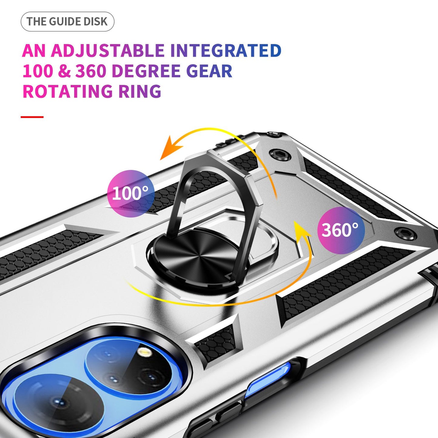 For Honor X7 Military Grade Protective Case Ring Kickstand Hybrid PC + TPU Shockproof Phone Cover