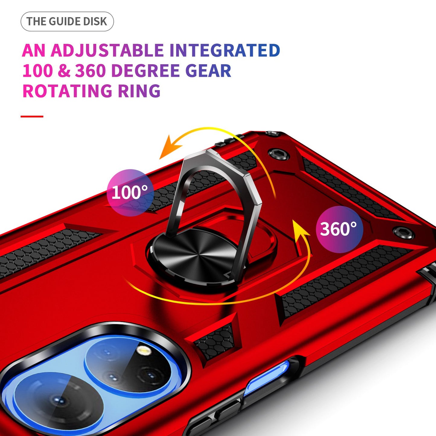 For Honor X7 Military Grade Protective Case Ring Kickstand Hybrid PC + TPU Shockproof Phone Cover