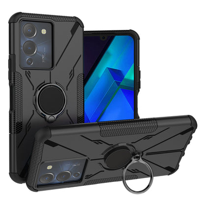 For Infinix Note 12 G96 4G X670 Hard PC Back Flexible TPU Shock-Absorbing Cover Ring Holder Kickstand Anti-Slip Phone Case Support Magnetic Car Mount 