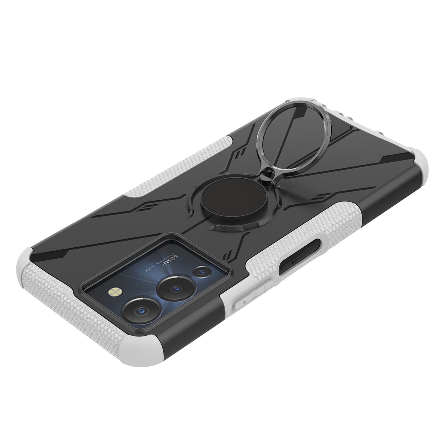For Infinix Note 12 G96 4G X670 Hard PC Back Flexible TPU Shock-Absorbing Cover Ring Holder Kickstand Anti-Slip Phone Case Support Magnetic Car Mount