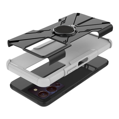 For Infinix Note 12 G96 4G X670 Hard PC Back Flexible TPU Shock-Absorbing Cover Ring Holder Kickstand Anti-Slip Phone Case Support Magnetic Car Mount