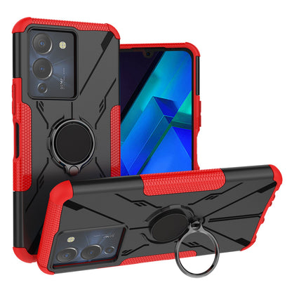 For Infinix Note 12 G96 4G X670 Hard PC Back Flexible TPU Shock-Absorbing Cover Ring Holder Kickstand Anti-Slip Phone Case Support Magnetic Car Mount 