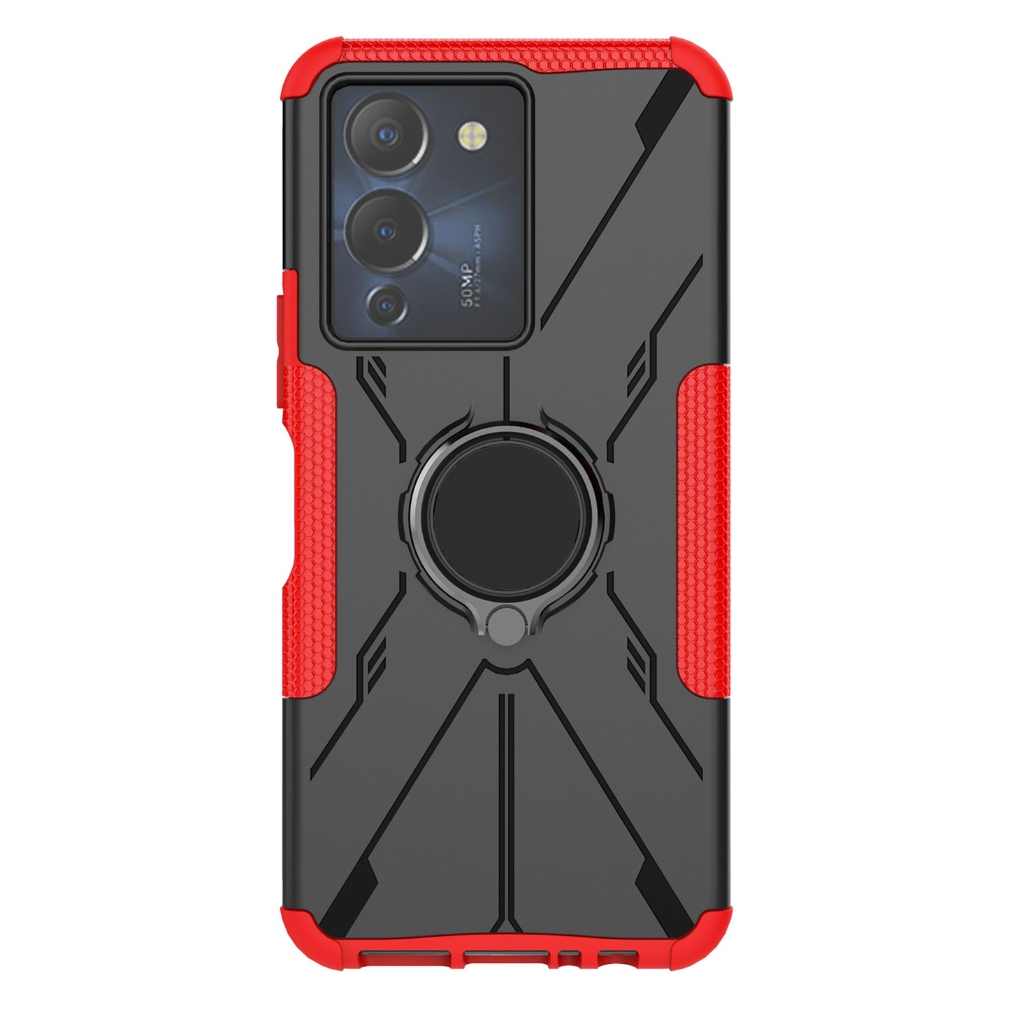 For Infinix Note 12 G96 4G X670 Hard PC Back Flexible TPU Shock-Absorbing Cover Ring Holder Kickstand Anti-Slip Phone Case Support Magnetic Car Mount