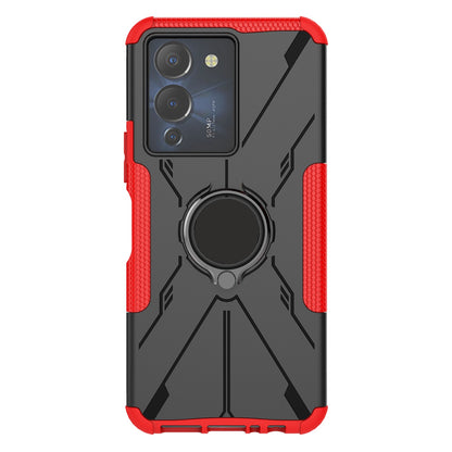 For Infinix Note 12 G96 4G X670 Hard PC Back Flexible TPU Shock-Absorbing Cover Ring Holder Kickstand Anti-Slip Phone Case Support Magnetic Car Mount