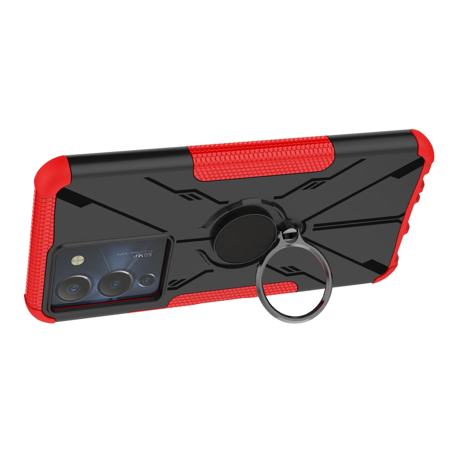 For Infinix Note 12 G96 4G X670 Hard PC Back Flexible TPU Shock-Absorbing Cover Ring Holder Kickstand Anti-Slip Phone Case Support Magnetic Car Mount