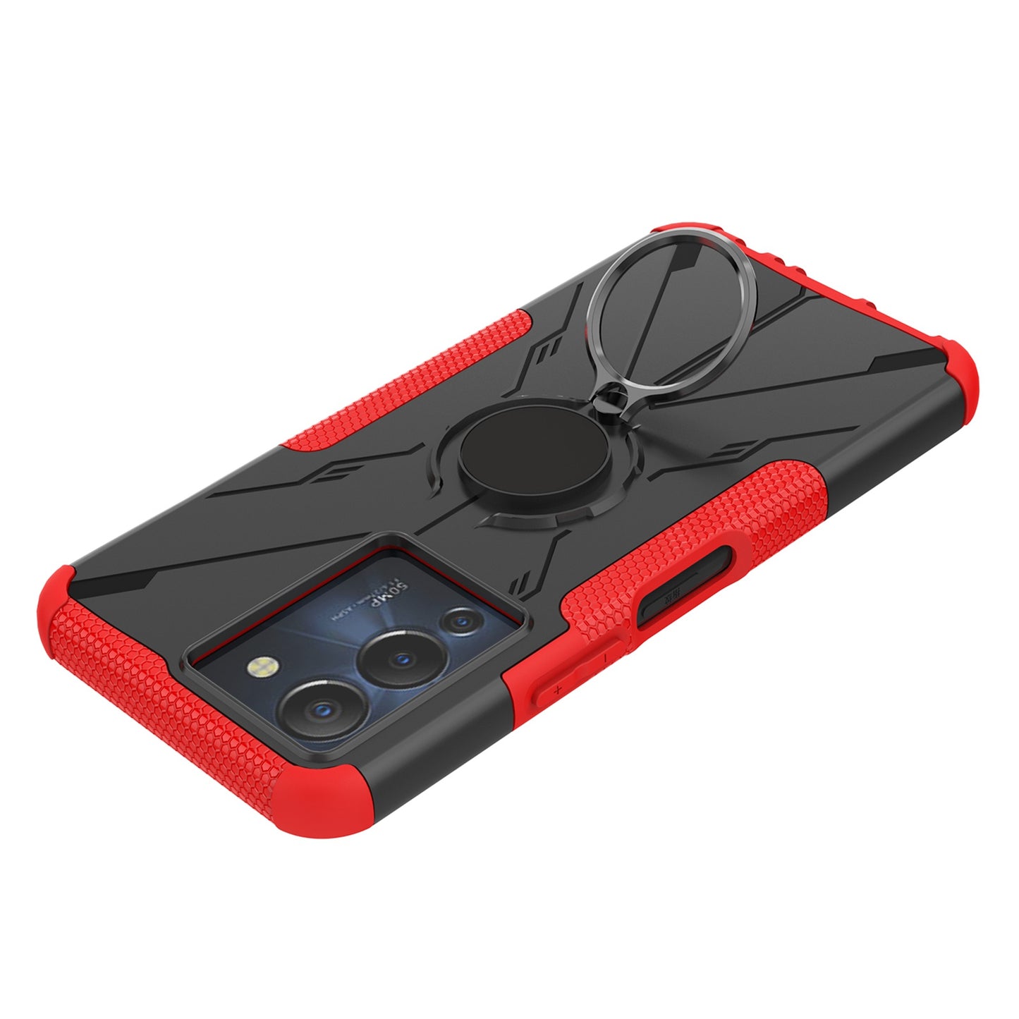 For Infinix Note 12 G96 4G X670 Hard PC Back Flexible TPU Shock-Absorbing Cover Ring Holder Kickstand Anti-Slip Phone Case Support Magnetic Car Mount