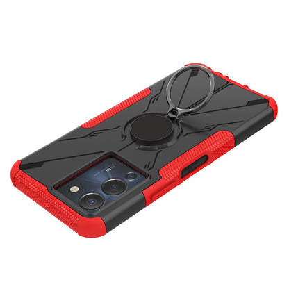 For Infinix Note 12 G96 4G X670 Hard PC Back Flexible TPU Shock-Absorbing Cover Ring Holder Kickstand Anti-Slip Phone Case Support Magnetic Car Mount