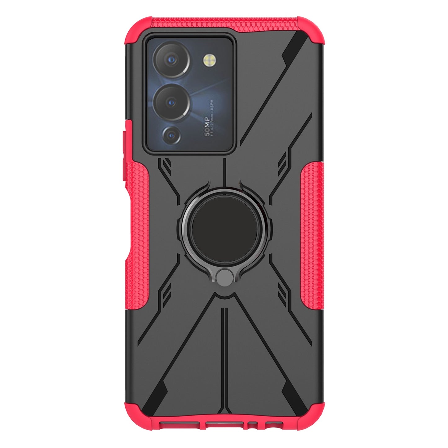 For Infinix Note 12 G96 4G X670 Hard PC Back Flexible TPU Shock-Absorbing Cover Ring Holder Kickstand Anti-Slip Phone Case Support Magnetic Car Mount