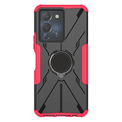 For Infinix Note 12 G96 4G X670 Hard PC Back Flexible TPU Shock-Absorbing Cover Ring Holder Kickstand Anti-Slip Phone Case Support Magnetic Car Mount