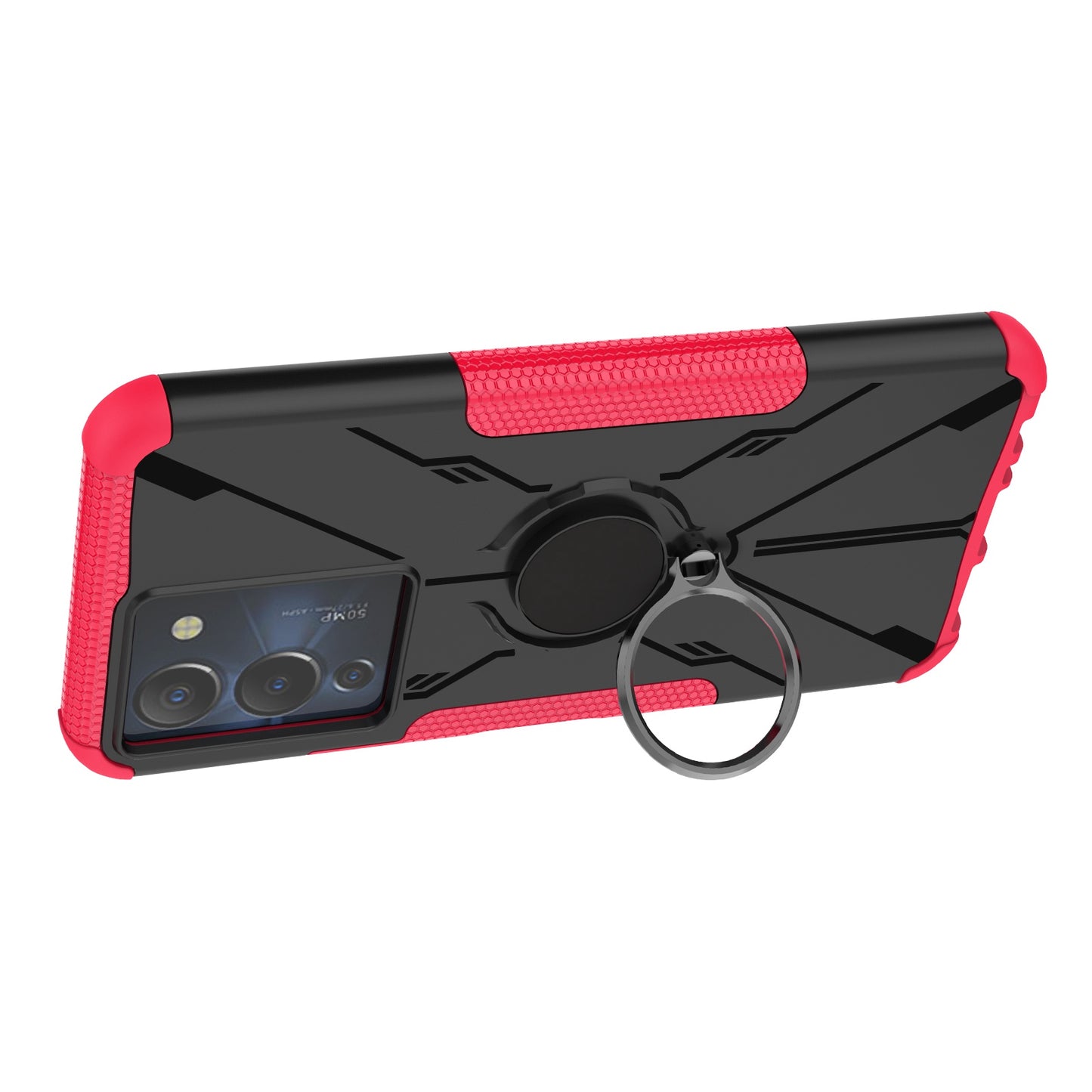 For Infinix Note 12 G96 4G X670 Hard PC Back Flexible TPU Shock-Absorbing Cover Ring Holder Kickstand Anti-Slip Phone Case Support Magnetic Car Mount