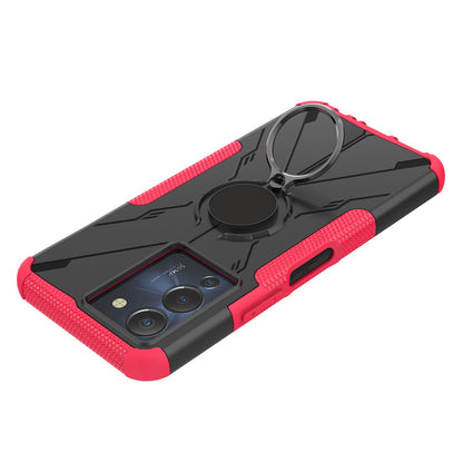 For Infinix Note 12 G96 4G X670 Hard PC Back Flexible TPU Shock-Absorbing Cover Ring Holder Kickstand Anti-Slip Phone Case Support Magnetic Car Mount